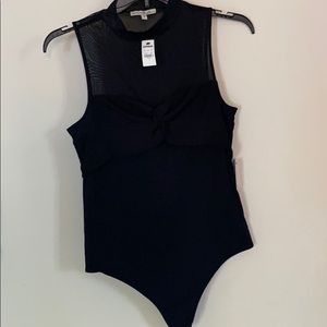 Halter Half Mesh Bodysuit